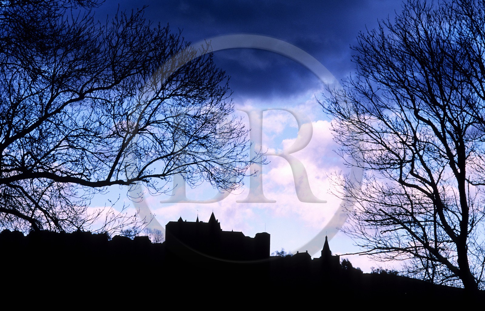 France, Côte-d'Or (21), Châteauneuf-en-Auxois, la silhouette du château fort et le village perché