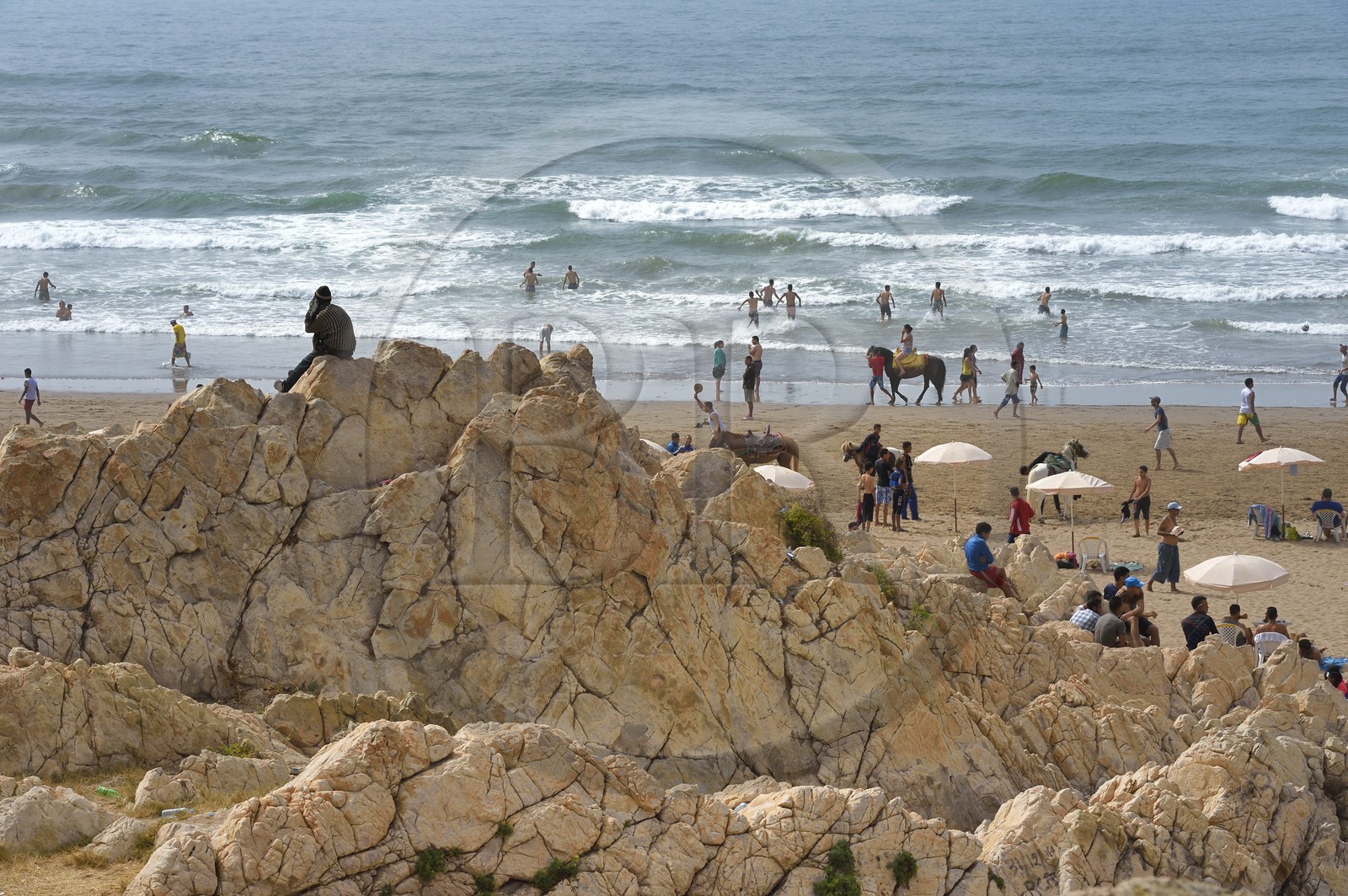 Maroc, Casablanca, plage publique du quartier de Ain Diab