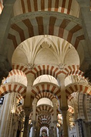 Spain, Andalusia, Cordoba, historical center listed as World Heritage by UNESCO, Mezquita, the Mosque cathedral, the forest of arches and colonnades illustrates the monumentality of the Umayyad Art of Cordoba