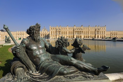 France, Yvelines, park of the Chateau de Versailles, listed as World Heritage by UNESCO, Parterre d'eau, statue showing a French river