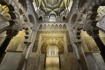 Spain, Andalusia, Cordoba, historical center listed as World Heritage by UNESCO, Mezquita, the Mosque cathedral, Mirhab and Dome
