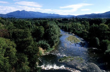 France, Pyrenees Orientales, Vallespir region, Tech river at the village of Ceret