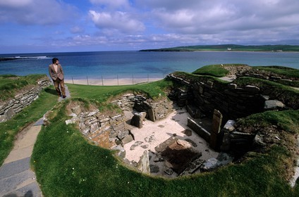 Royaume-Uni, Ecosse, îles Orcades, ruines du village préhistorique de Skara Brae, classées Patrimoine Mondial de l'UNESCO