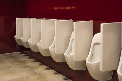 Switzerland, Basel, the concert hall Stadtcasino Basel restructured by architects Herzog and de Meuron, men's toilet