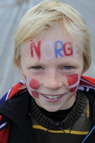 Norway, Oslo, Martin, young supporter of the soccer national team