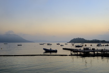 France, Corse du Sud, Golfe de Porto Vecchio, the Grand Hotel Cala Rossa jetty