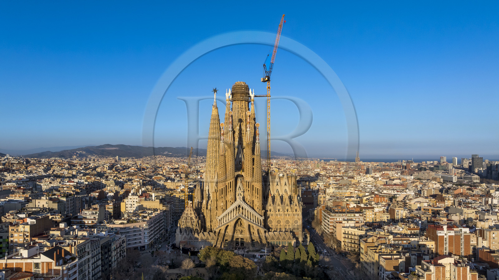 Spain, Catalonia, Barcelona, Eixample district, Sagrada Familia basilica by Catalan modernist architect Antoni Gaudi, listed as a UNESCO World Heritage Site, the passion facade