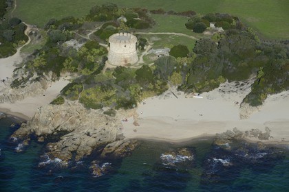 France, Corse du Sud, Gulf of Ajaccio, Capitello tower, near the Ricanto beach (aerial view)