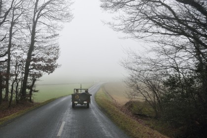 France, Eure, Chambray, Allied Reconstitution Group (US World War 2 and french Maquis historical reconstruction Association), traveling by jeep Willys