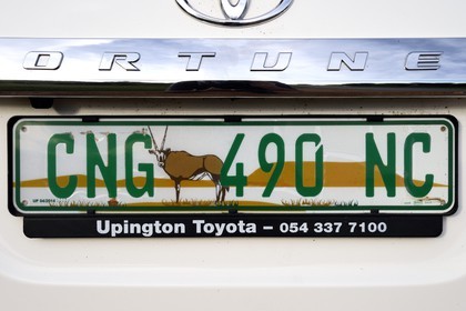 Namibie, région de Otjozondjupa, Otjiwarongo, plaque minéralogique automobile