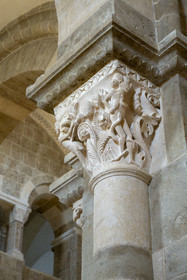 France, Yonne, regional natural park of Morvan, Vézelay, a UNESCO World Heritage site, labelled Les Plus Beaux Villages de France, starting point of one of the main ways to Santiago de Compostela, the Basilica of Saint Mary Magdalene, capital of the nave (12th century), Lust and Despair