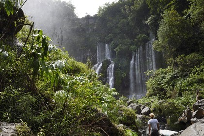 France, Ile de la Reunion, Saint Joseph, rivière Langevin sur les flanc du Volcan Piton de la Fournaise, cascade de Grand Galet ou cascade Langevin