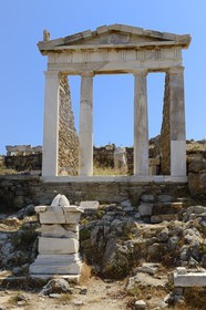Greece, Cyclades islands, Delos, listed as World Heritage by UNESCO, the archaeological site of Delos, Apollo's Sanctuary, the most ancient city of the Aegean Sea, Temple of Isis