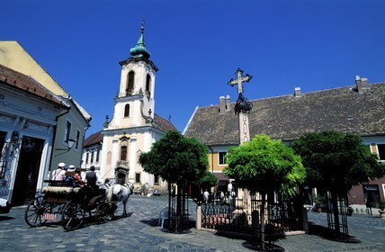 Hungary, Pest county, city of Szentendre on the Danube curve, Greek Orthodox church on the main square