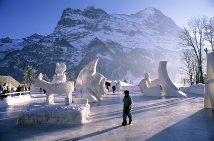 Switzerland, Bernese Oberland, Jungfrau, ice sculptures