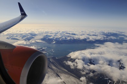 Norvège, Svalbard, glacier de la région sud du Spitzberg (vue aérienne)