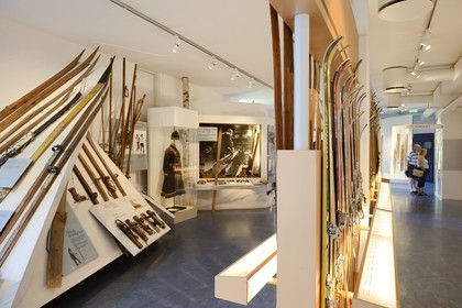 Sweden, Vasterbotten County, Umea, the Vasterbotten museum (folk museum) in Gammlia, the ski museum with models from 1800 to today