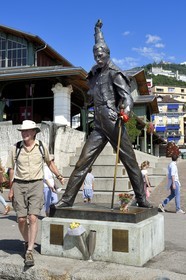 Suisse, Canton de Vaud, Montreux, Place du Marche, statue en bronze de Freddie Mercury (Irena Sedlecka, sculpteuse tcheque),
