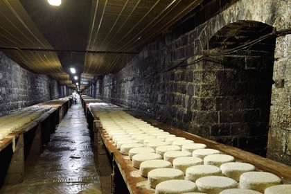 France, Cantal (15), La Chapelle-Laurent, cave d'affinage pour les fromages Marcel Charrade dans l'ancien tunnel ferroviaire de la ligne Saint-Flour - Brioude long d’un kilomètre