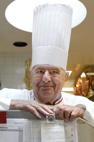France, Rhone, Collonges au Mont d'Or, Paul Bocuse Restaurant L'Auberge du Pont de Collonges, three Michelin stars since 1965, famous French chef Paul Bocuse