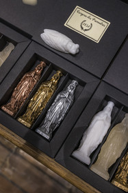 France, Bouches du Rhone, Tarascon, Souleiado boutique, Provençal icons like the Virgin or the Arlesian in flashy colors made by the Ciergerie des Prémontrés