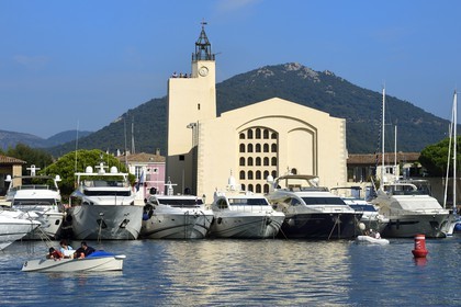 France, Var, Gulf of St Tropez, the Port Grimaud seaside town, St. Francis of Assisi church