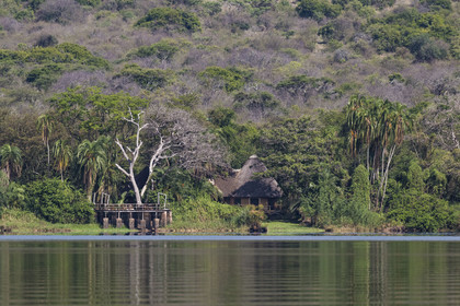 Rwanda, Parc national de l'Akagera, Ruzizi Tented Lodge en bordure du lac Ihema, le batiment principal