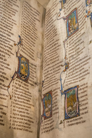 France, Paris (75), Bibliothèque Nationale de France (National Library of France), Richelieu site, Fables in a collection of old French poems, illuminated manuscript on parchment between 1285 and 1292 (detail), Marie de France