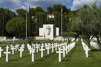 France, Var (83), le Cimetière américain de Draguignan qui honore le débarquement allié du 15 aout 1944