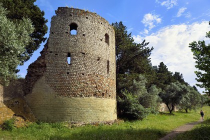 France, Var, Frejus, Forum Julii, Roman tower in the northern ramparts of the Roman city in the Clos de la Tour garden