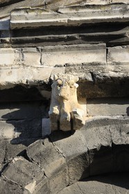 France, Gard, Nimes, the arenas, pediment ornamented with bulls over the main of the four axial gates