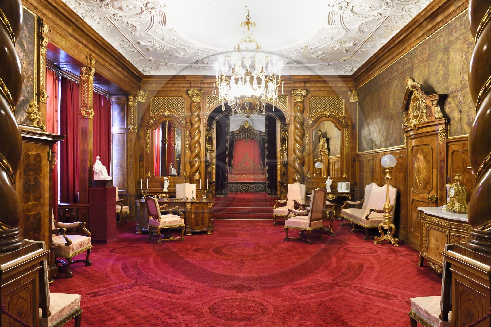 Roumanie, Valachie, Sinaia, château de Peles ancienne résidence royale édifiée de 1875 à 1883 pour le roi Carol Ier de Roumanie, la suite impériale est un hommage à l'empereur d'Autriche François-Joseph Ier
