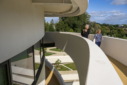 France, Côte-d'Or (21), les climats de Bourgogne classés Patrimoine Mondial de l'UNESCO, Beaune, la Cité des vins et climats de Bourgogne de l’agence Siz’-ix avec l’architecte Emmanuelle Andreani