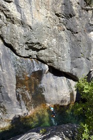 France, Corse du Sud, Alta Rocca, Bavella, canyoning in the stream of Polischellu