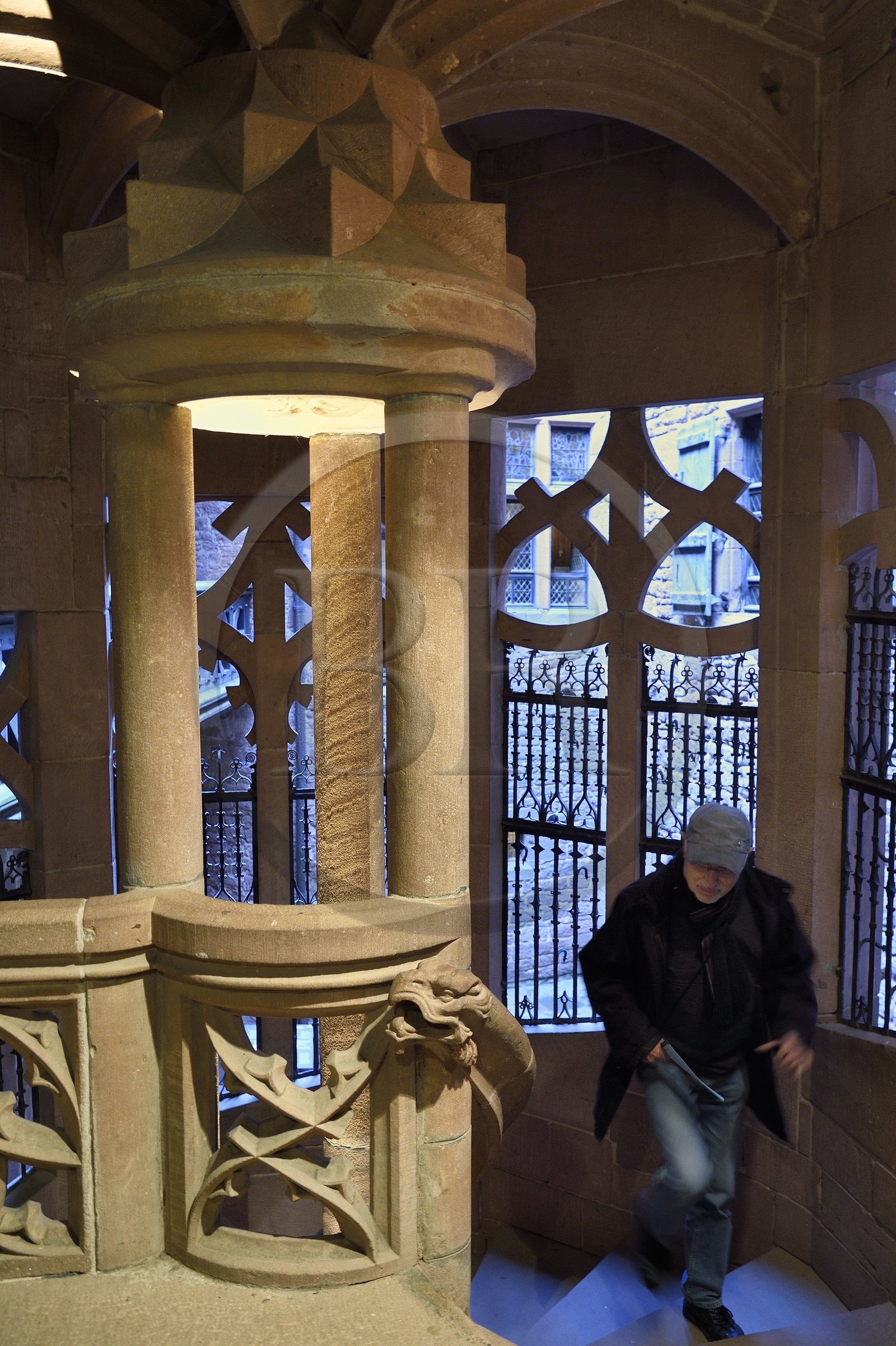 France, Bas-Rhin (67), Orschwiller, le chateau du Haut-Koenigsbourg, l'escalier à vis d'honneur France, Bas-Rhin (67), Orschwiller, le chateau du Haut-Koenigsbourg, l'escalier à vis d'honneur