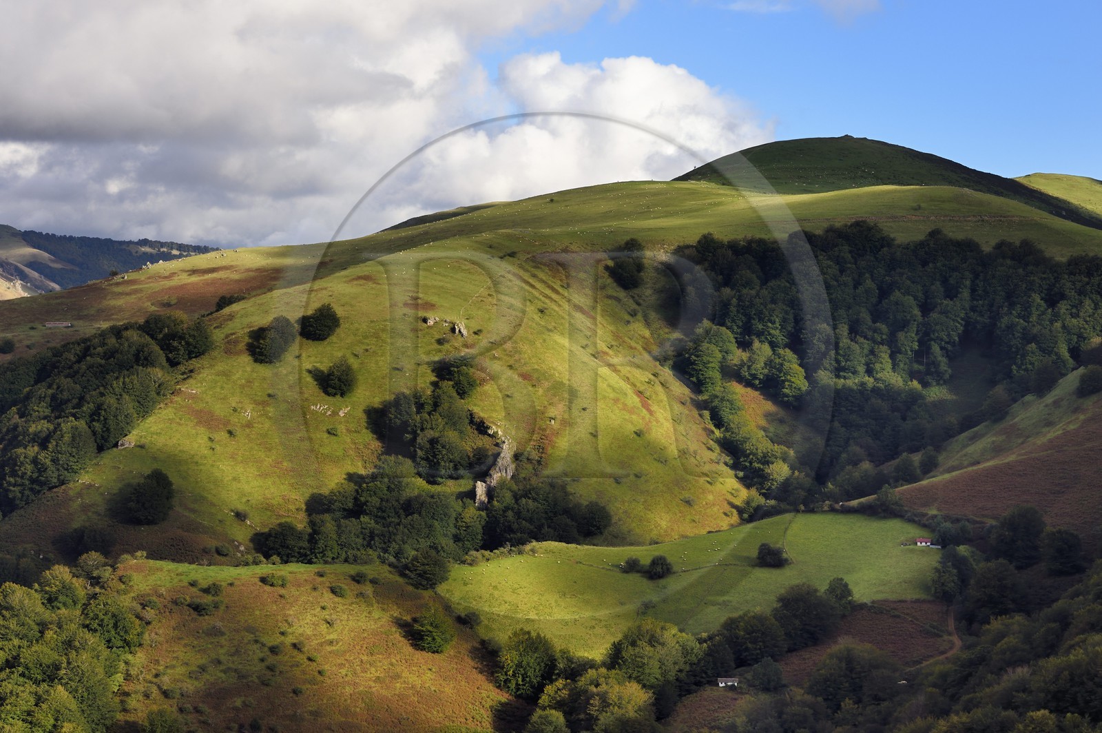 France, Pyrénées-Atlantiques (64), Pays-Basque, vallée des Aldudes, Urepel, frontière espagnole et limite du pays Quint (Kintoa) France, Pyrénées-Atlantiques (64), Pays-Basque, vallée des Aldudes, Urepel, frontière espagnole et limite du pays Quint (Kintoa)