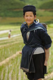 Vietnam, Lao Cai province, Sapa district, Ta Phin valley,  woman from the Black Hmong minority group