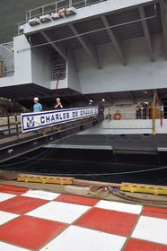 France, Var, Toulon, the naval base (Arsenal), the Charles de Gaulle nuclear-powered aircraft carrier on mid-life renovation
