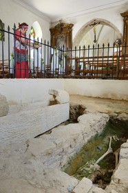 France, Haut Rhin, Sundgau, Oltingue, Saint-Martin-des-Champs church, tombs and sarcophagi from the 8th century