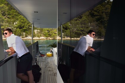 Croatia, Dalmatia, Dalmatian coast, Island of Mljet, National Park of Mljet, the cruise ship Ave Maria and its captain Rade Naranca