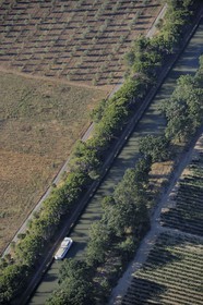 France, Aude, Canal du Midi listed as World Heritage by UNESCO (aerial view)