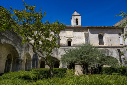 France, Bouches du Rhone, Tarascon, La Montagnette, Saint-Michel de Frigolet abbey, the 12th century cloister adjoining the Saint-Michel church