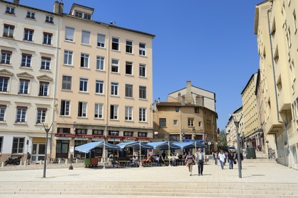 France, Rhone, Lyon, historical site listed as World Heritage by UNESCO, La Croix Rousse District, place at the top of the montee de la Grande-Cote street