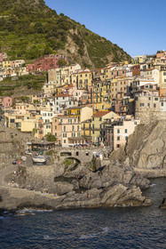 Italy, Liguria, Cinque Terre National Park listed as World Heritage by UNESCO, village of Manarola and its harbour