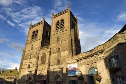 France, Cantal, Saint Flour, Saint Pierre (St Peter) cathedral built in volcanic stone