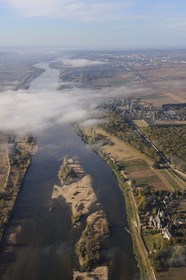 France, Loir et Cher, Loire Valley listed as World Heritage by UNESCO, Loire river near Blois (aerial view)