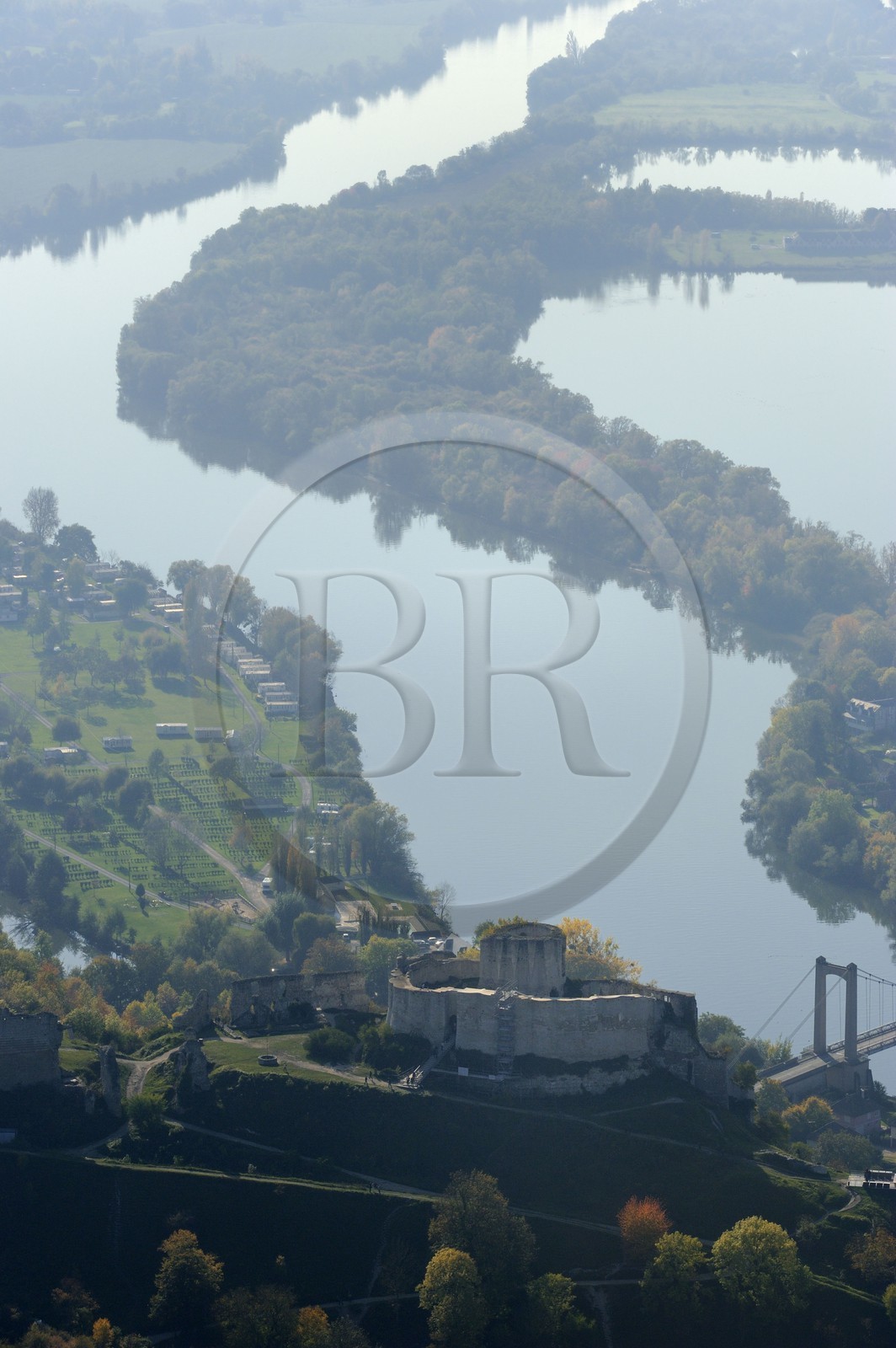 France, Eure (27), Les Andelys, Château-Gaillard, forteresse du XIIe siècle construite par Richard Coeur de Lion (vue aérienne)