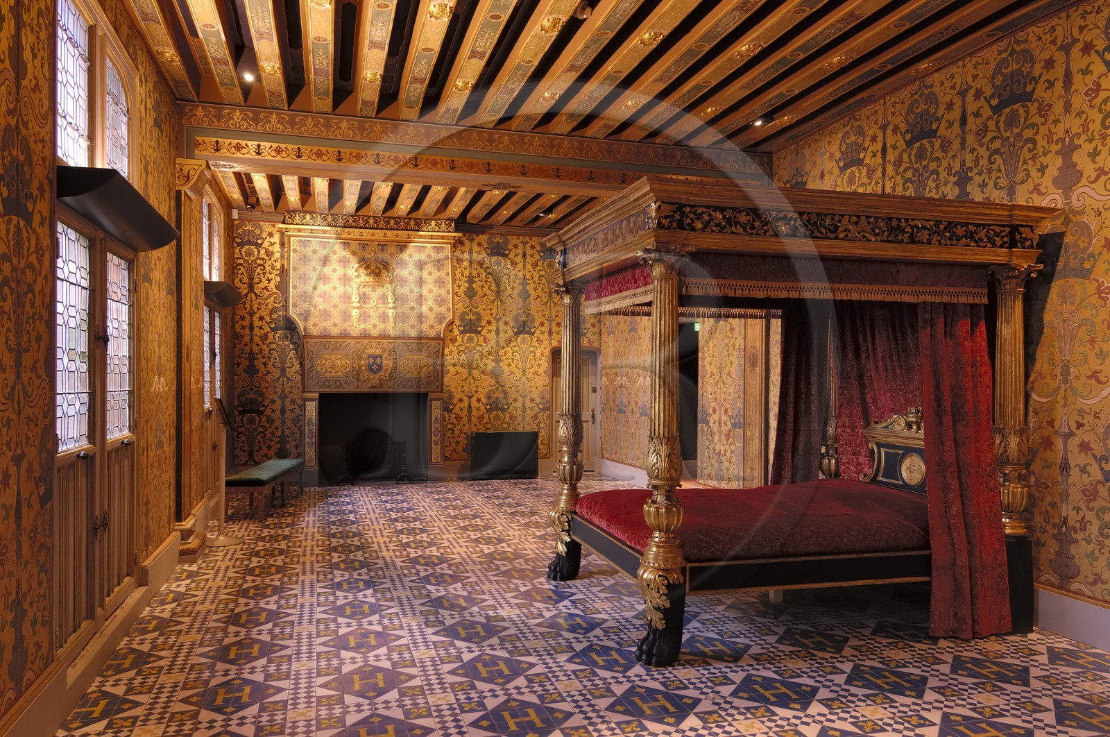 France, Loir-et-Cher (41), vallée de la Loire classée au Patrimoine Mondial de l'UNESCO, château de Blois, la chambre du Roi Henri III