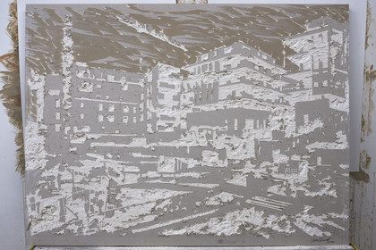 France, Hérault (34), Sète, oeuvre en cours de réalisation de l'artiste plasticien Jean Denant dans son atelier