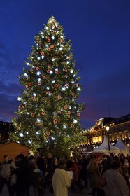 France, Bas Rhin, Strasbourg, old town listed as World Heritage by UNESCO, the big christmas tree on Place Kleber